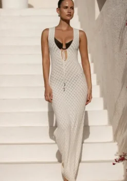 Hot Away That Day Seychelles Crochet Dress Ivory