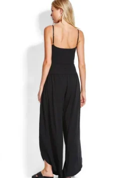 Outlet Seafolly Shirred Waist Wrap Pants Black