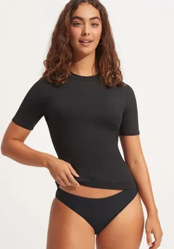 Best Seafolly Short Sleeve Rashvest Black