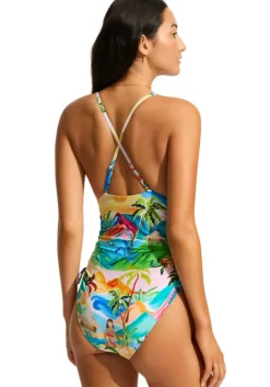 Best Seafolly Drawstring Swimsuit South Pacific