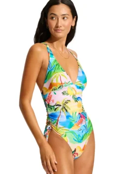 Best Seafolly Drawstring Swimsuit South Pacific