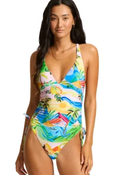 Best Seafolly Drawstring Swimsuit South Pacific