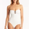 New Sea Level Spinnaker Bandeau Swimsuit White
