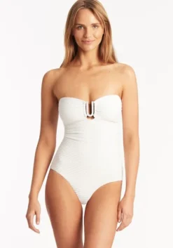 New Sea Level Spinnaker Bandeau Swimsuit White
