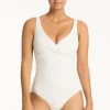 Outlet Sea Level Spinnaker Cross Front Swimsuit