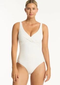 Outlet Sea Level Spinnaker Cross Front Swimsuit