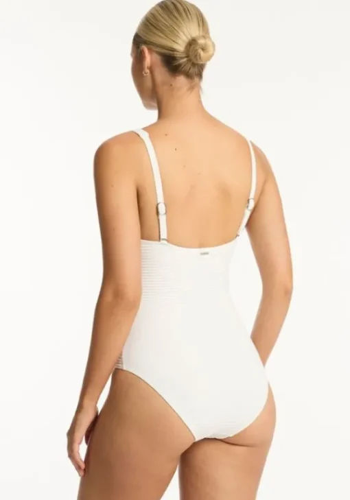Outlet Sea Level Spinnaker Cross Front Swimsuit