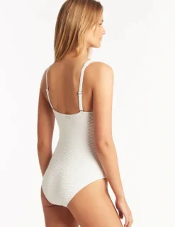 Outlet Sea Level Spinnaker Panel Swimsuit White