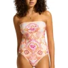 Discount Seafolly Spring Festival Bandeau Swimsuit Nectar