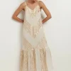 Online Greek Archaic Kori Strappy Embroidered Maxi Dress Natural