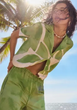 Best Seafolly Sunray Cropped Shirt Sage SunraySage