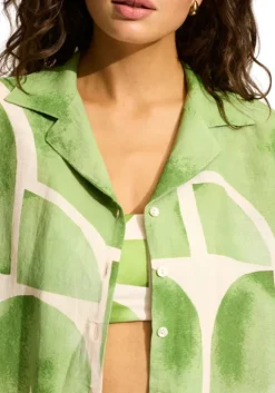 Best Seafolly Sunray Cropped Shirt Sage SunraySage