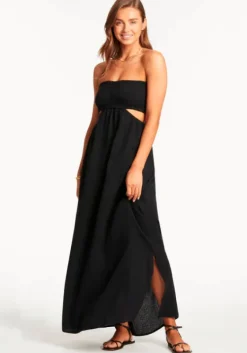 Best Sea Level Sunset Bandeau Dress Black