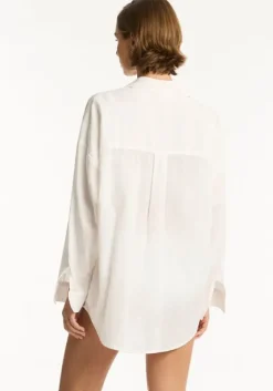 Discount Sea Level Sunset Beach Shirt White