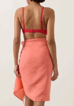 Fashion Sea Level Sunset Frayed Sarong Coral