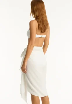 Hot Sea Level Sunset Frayed Sarong White