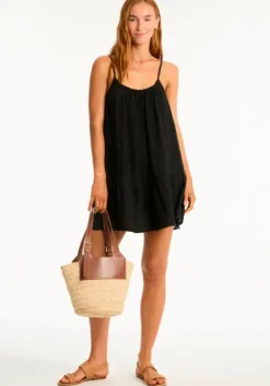 Outlet Sea Level Sunset Short Dress Black