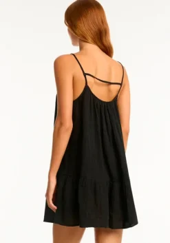 Outlet Sea Level Sunset Short Dress Black