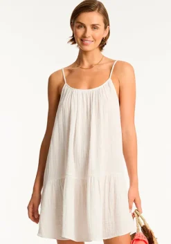 Outlet Sea Level Sunset Short Dress White