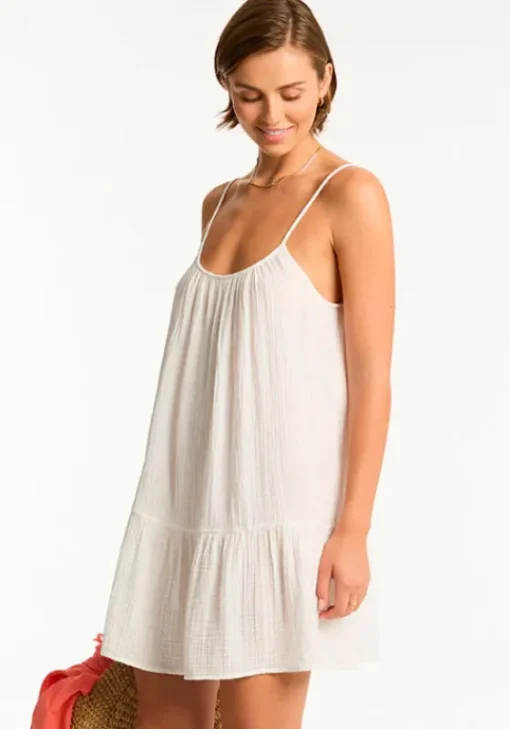 Outlet Sea Level Sunset Short Dress White