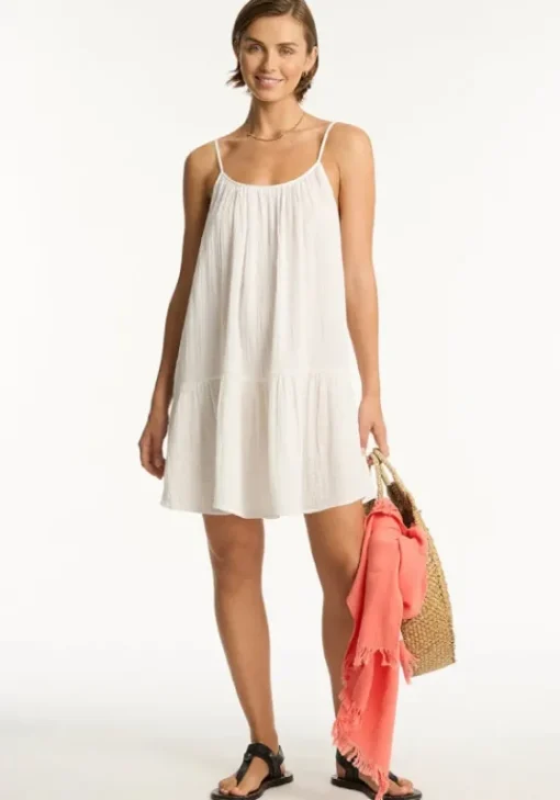 Outlet Sea Level Sunset Short Dress White