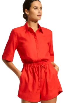 Hot Seafolly Sunside Playsuit Flame