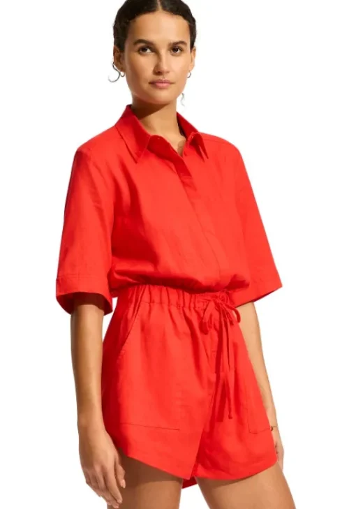 Hot Seafolly Sunside Playsuit Flame
