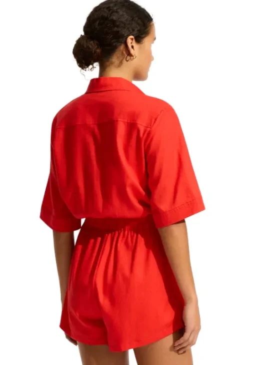 Hot Seafolly Sunside Playsuit Flame