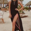 Fashion Pitusa Tassel Slit Dress Black