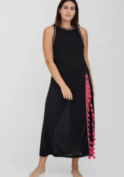 Fashion Pitusa Tassel Slit Dress Black