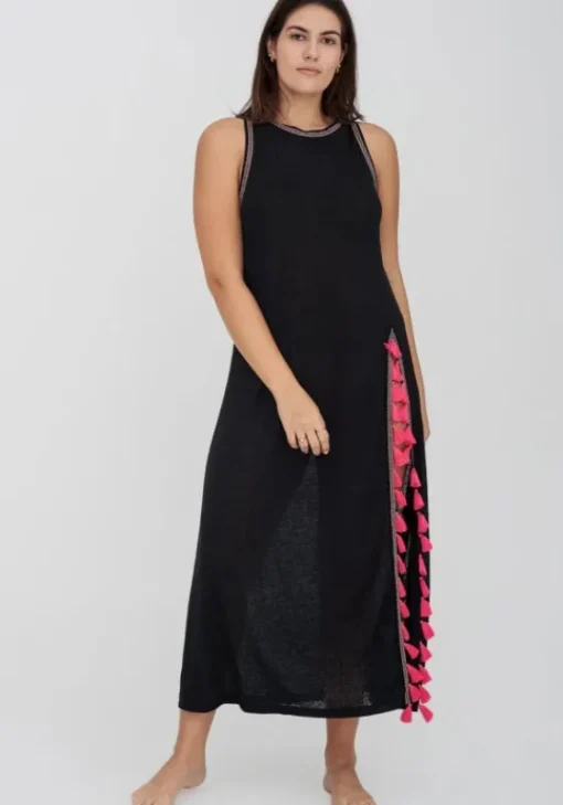 Fashion Pitusa Tassel Slit Dress Black