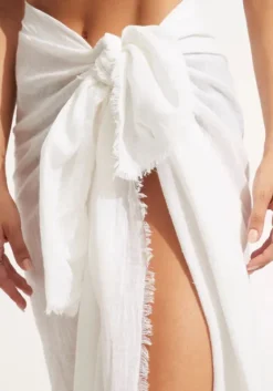 Sale Seafolly Textured Cotton Beach Wrap Sarong White