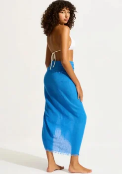 Fashion Seafolly Textured Cotton Beach Wrap Azure