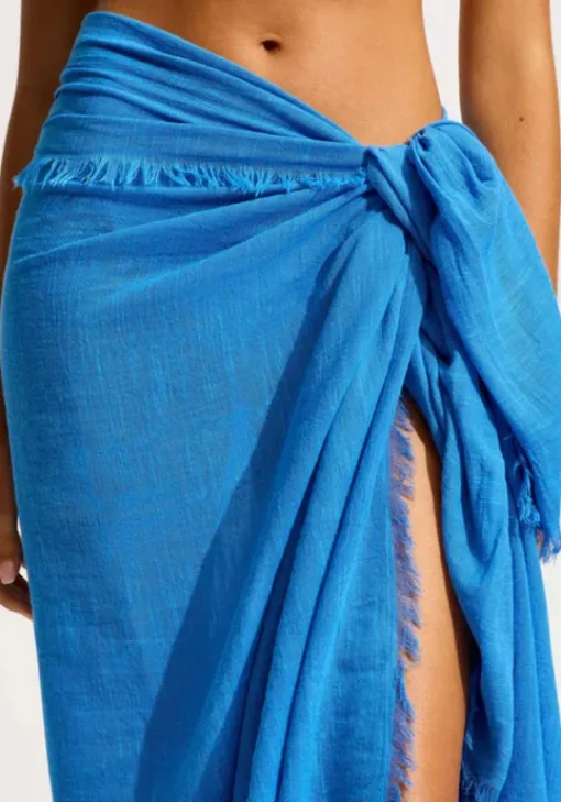 Fashion Seafolly Textured Cotton Beach Wrap Azure