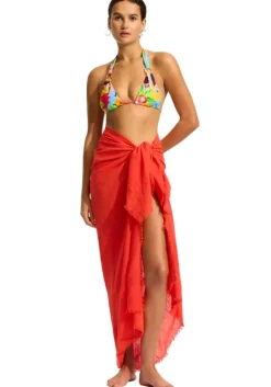 Hot Seafolly Textured Cotton Wrap Sarong Flame