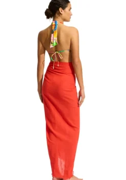 Hot Seafolly Textured Cotton Wrap Sarong Flame