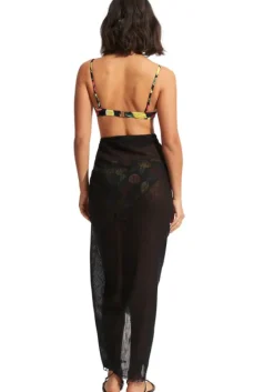 Fashion Seafolly Textured Wrap Sarong Black