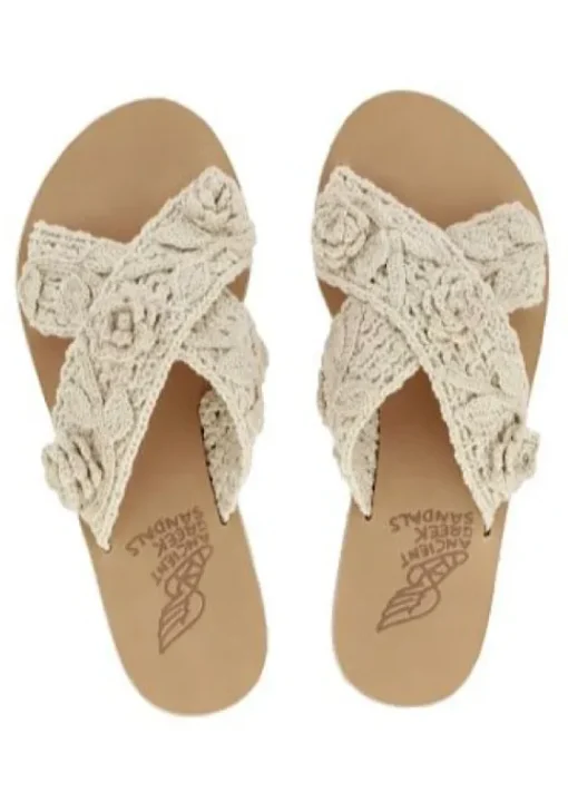 Hot Ancient Greek Sandals Thais Crochet Sandals Beige