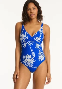 Clearance Sea Level Cross Front Swimsuit Tradewind