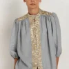 Fashion Greek Archaic Kori Triangle Blouse Grey