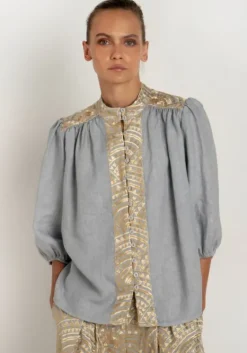 Fashion Greek Archaic Kori Triangle Blouse Grey