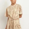 New Greek Archaic Kori Triangle Embroidered Blouse Gold