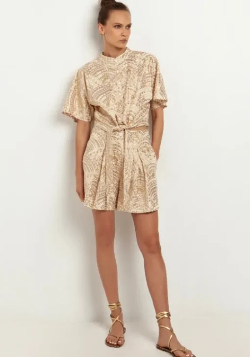 Sale Greek Archaic Kori Triangle Embroidered Shorts