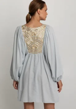 Outlet Greek Archaic Kori Triangle Long Sleeve Mini Dress Grey