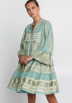 Sale Greek Archaic Kori Triangle Long Sleeved Mini Dress Green