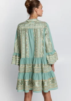 Sale Greek Archaic Kori Triangle Long Sleeved Mini Dress Green