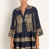 Discount Greek Archaic Kori Triangle Long Sleeves Mini Dress Navy