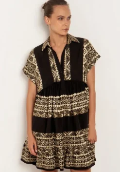 Online Greek Archaic Kori Triangle Mini Dress Black Black/Gold