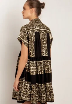 Online Greek Archaic Kori Triangle Mini Dress Black Black/Gold