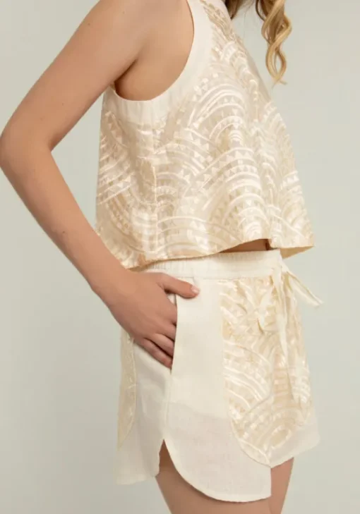 Hot Greek Archaic Kori Triangle Panel Shorts Natural
